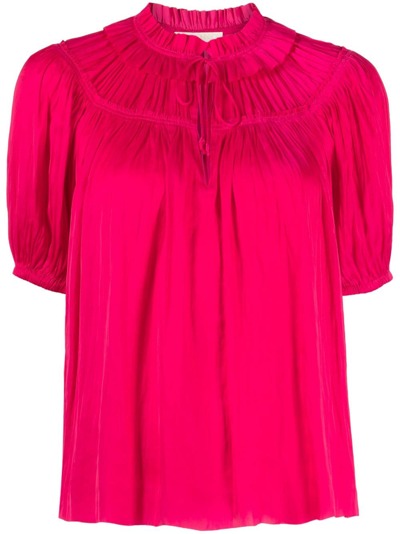 Shop Ulla Johnson Eleni Short-sleeves Top In Pink