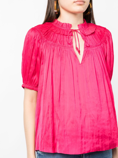 Shop Ulla Johnson Eleni Short-sleeves Top In Pink