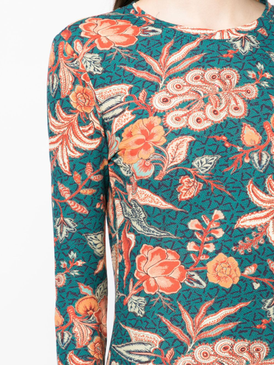 Shop Ulla Johnson Eve Floral-print Long-sleeves Top In Multicolour
