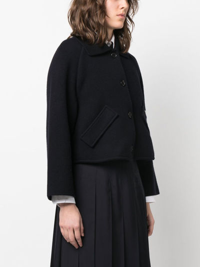 Thom Browne 4-bar Stripe Cropped Jacket In Blue
