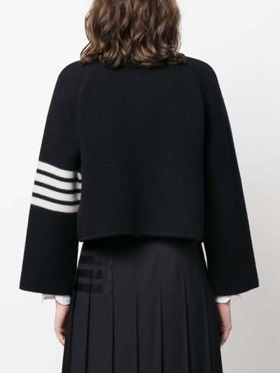 Shop Thom Browne 4-bar Stripe Cropped Jacket In Blue