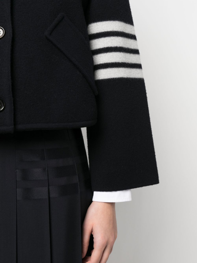 Shop Thom Browne 4-bar Stripe Cropped Jacket In Blue