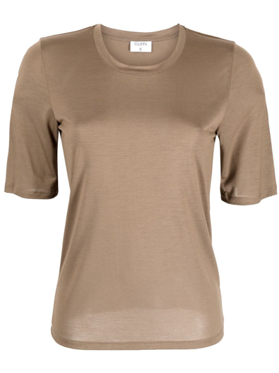 Shop Filippa K Elena Round-neck T-shirt In Brown