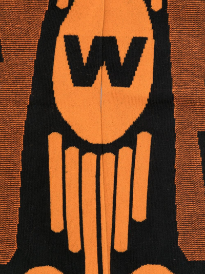 Shop Walter Van Beirendonck Graphic-print Cotton-blend Socks In Orange