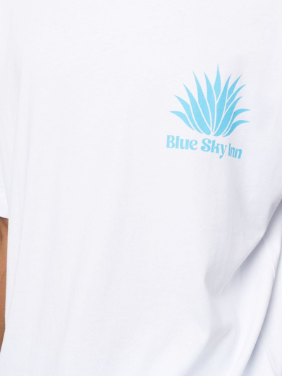 Shop Blue Sky Inn Embroidered-logo Cotton T-shirt In White