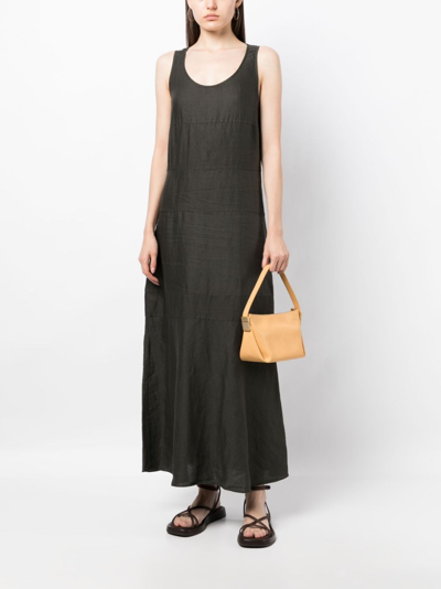 Shop Aspesi Sleeveless Panelled Linen Maxi Dress In Grey