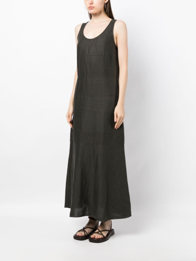 Shop Aspesi Sleeveless Panelled Linen Maxi Dress In Grey