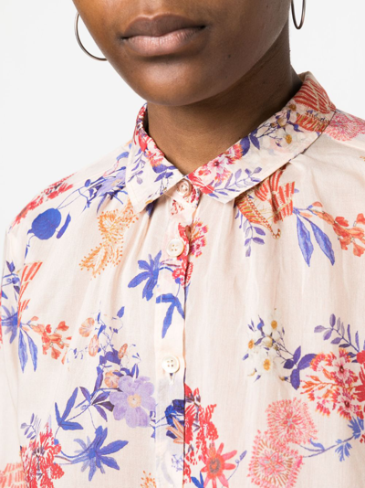 Shop Forte Forte Floral-print Long-sleeved Shirt In Neutrals