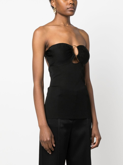 Shop Tom Ford Ring-detail Strapless Knit Top In Black