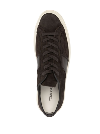 Shop Tom Ford Panelled Low-top Suede Sneakers In Brown