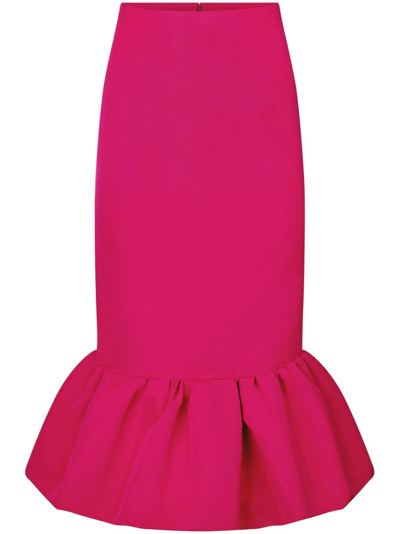 Shop Nina Ricci Peplum-hem Taffeta Midi Skirt In Pink