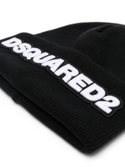 Shop Dsquared2 Logo-patch Wool Beanie In Black