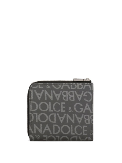 Shop Dolce & Gabbana Logo-plaque Jacquard Wallet In Black