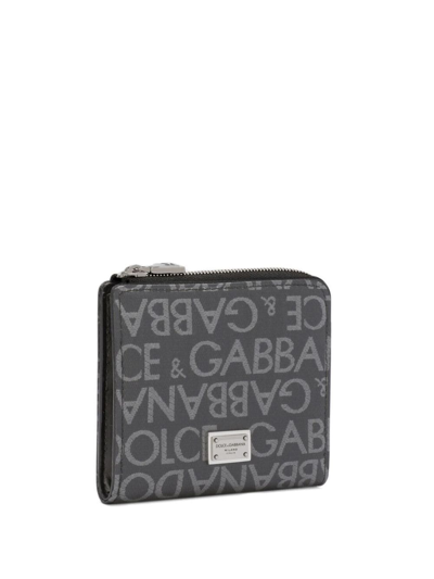 Shop Dolce & Gabbana Logo-plaque Jacquard Wallet In Black