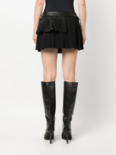 Shop Andersson Bell Knife-pleat Belted Miniskirt In Black