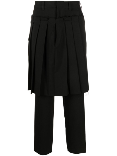 Shop Undercover Pleated-skirt Tailored Trousers In Black