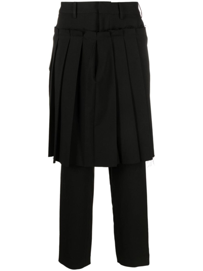 Undercover Black Layered Trousers In Black