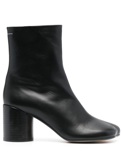 Mm6 Maison Margiela Mm6 By Maison Margiela Ankle Boots With Distinctive Seam Detail And Block Heel In Black