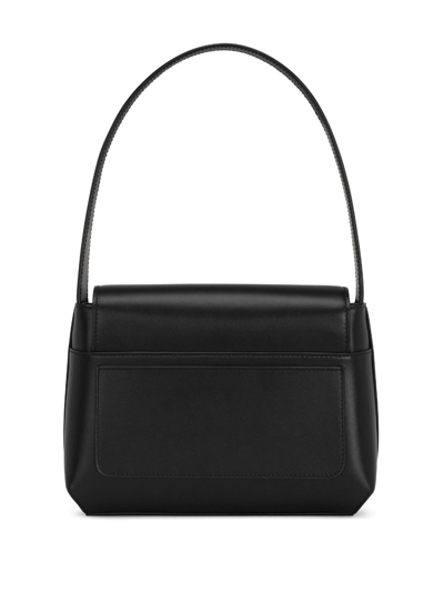 Shop Dolce & Gabbana Logo-embossed Leather Shoulder Bag In Black
