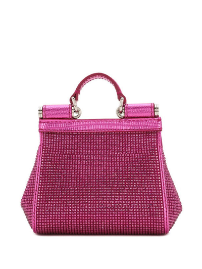 Dolce & Gabbana Mini Sicily Rhinestone-embellished Tote Bag In Pink