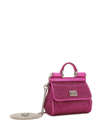 Dolce & Gabbana Mini Sicily Rhinestone-embellished Tote Bag In Pink