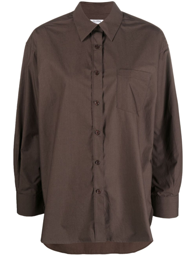 Shop Filippa K Sammy Chest-pocket Shirt In Brown