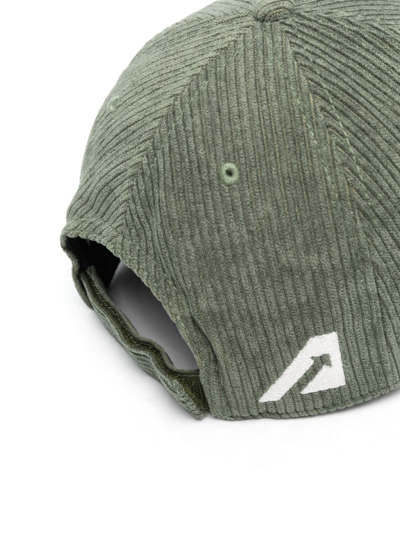 Shop Autry Motif-embroidered Ribbed Cap In Green