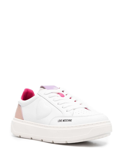 Shop Love Moschino Heart-motif Low-top Sneakers In White