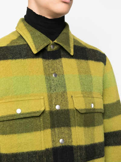 Shop Rick Owens Plaid-check Virgin-wool Shirt Jacket In Green