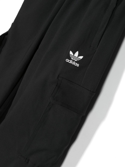 Shop Adidas Originals Logo-embroiderd Cargo Trousers In Black
