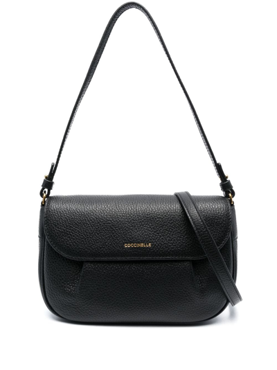 Shop Coccinelle Buff Leather Shoulder Bag In Black