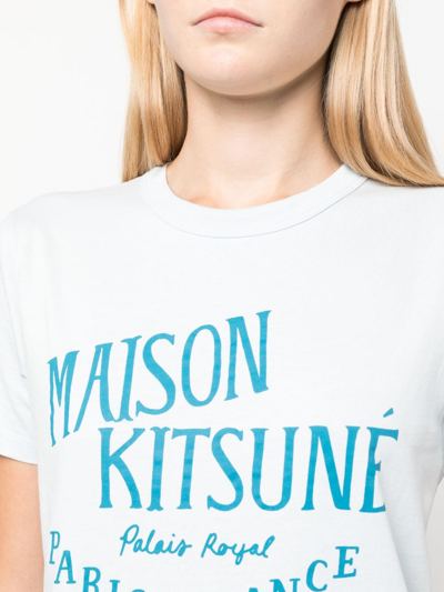 Shop Maison Kitsuné Logo-print Cotton T-shirt In Blue