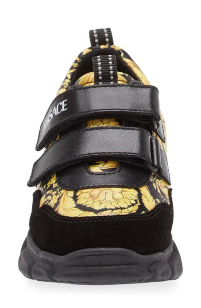 Shop Versace Kids' Barocco Sneaker In Black/ Gold