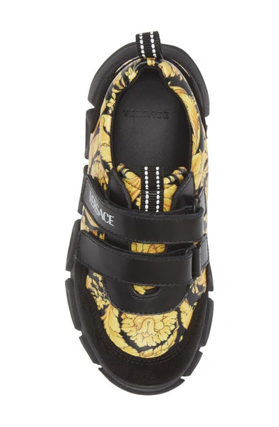 Shop Versace Kids' Barocco Sneaker In Black/ Gold