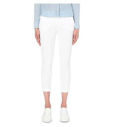 Shop J Brand Josie Turn-up Mid-rise Jeans In White