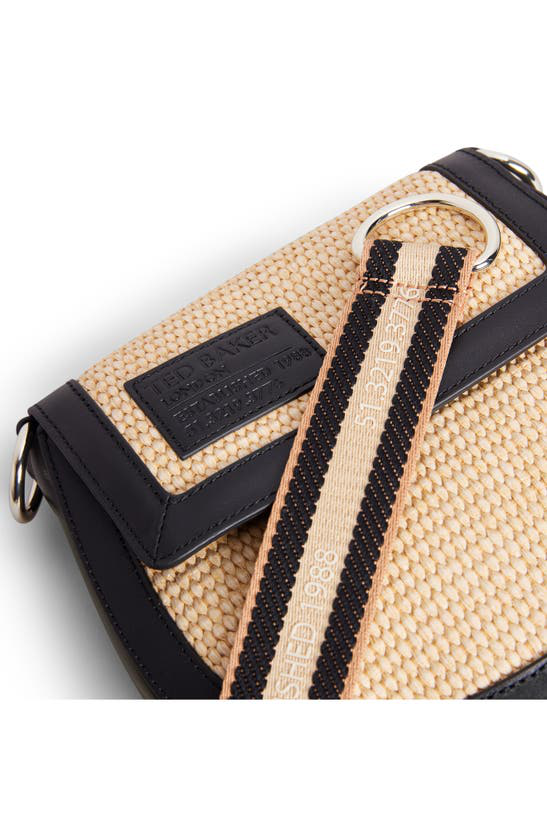 Ted Baker Staceli Borsa A Traversa &ndash; Raffia E Pelle Bianca &ndash; Nuova Con Etichette