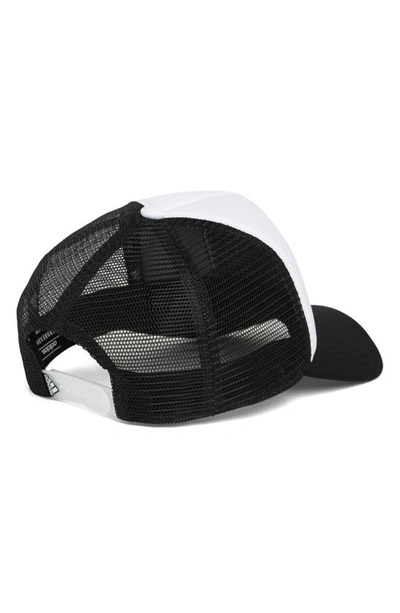 Shop Adidas Originals Foam Trucker Hat In White/ Black/ Clear Grey