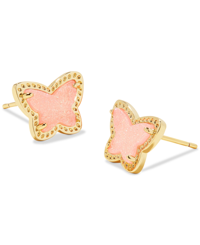 Shop Kendra Scott 14k Gold-plated Drusy Stone Butterfly Stud Earrings In Gold Light