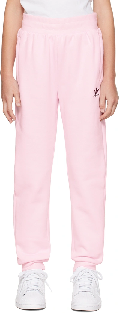 Shop Adidas Originals Kids Pink Adicolor Big Kids Sweatpants In Clear Pink / Maroon