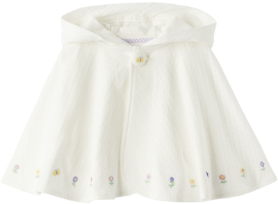 Shop Anna Sui Mini Baby White Hooded Cape In 01 White
