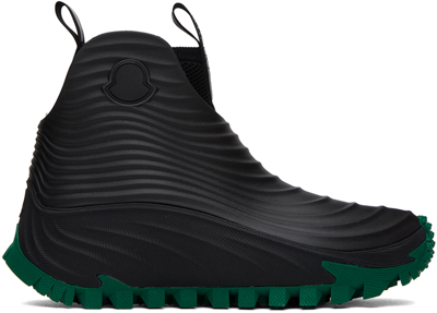 Shop Moncler Black Acqua Chelsea Boots In P98 Black/green