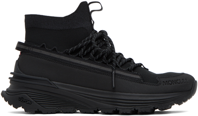 Shop Moncler Black Monte Runner High Sneakers In P99 Black