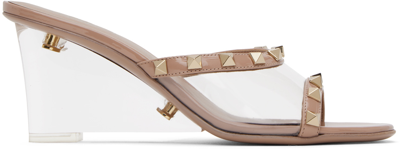 Shop Valentino Pink Rockstud Skin Heeled Sandals In V6l Trasparente/rose