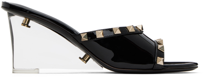 Valentino Garavani Woman Sandals Black Size 5 Leather In Es7 Nero/trasparente