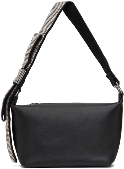 Kara Black Nappa Leather Shoulder Bag In Black / White