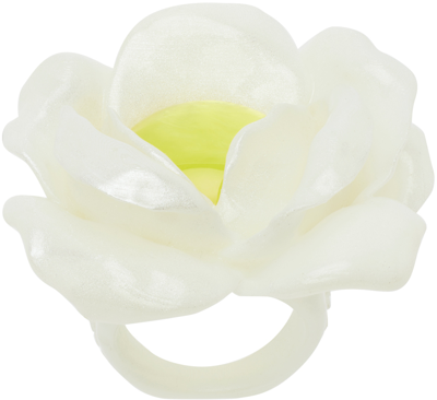 Shop La Manso Ssense Exclusive White & Yellow Tetier Bijoux Edition Rose Ring In White/yellow