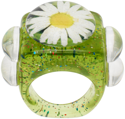 Shop La Manso Ssense Exclusive Green Tetier Bijoux Edition Iconic Daisy Ring In Green Base/daisy