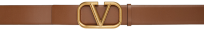 Shop Valentino Brown Vlogo Belt In Hg5 Selleria/nero