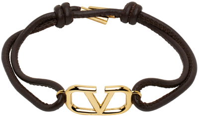 Shop Valentino Brown Vlogo Bracelet In Kg8 Fondant