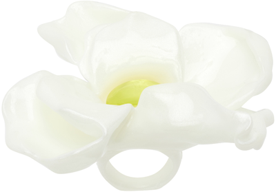 Shop La Manso Ssense Exclusive White & Yellow Tetier Bijoux Edition Teterium Ring In Pearl/yellow